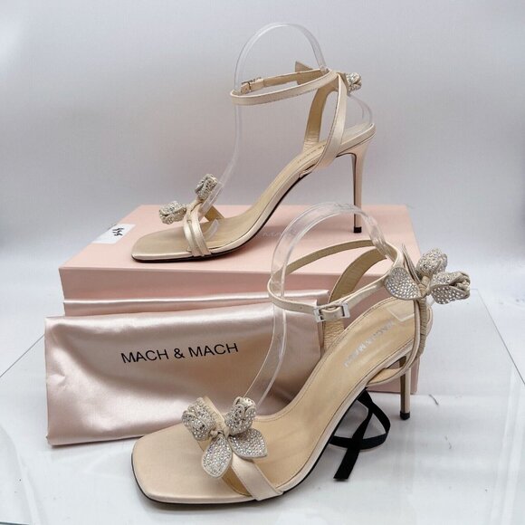 Mach & Mach Wonder Tulip Flower Slingback Sandals heels Beige US 12 EU 42 $1010 - Picture 4 of 11